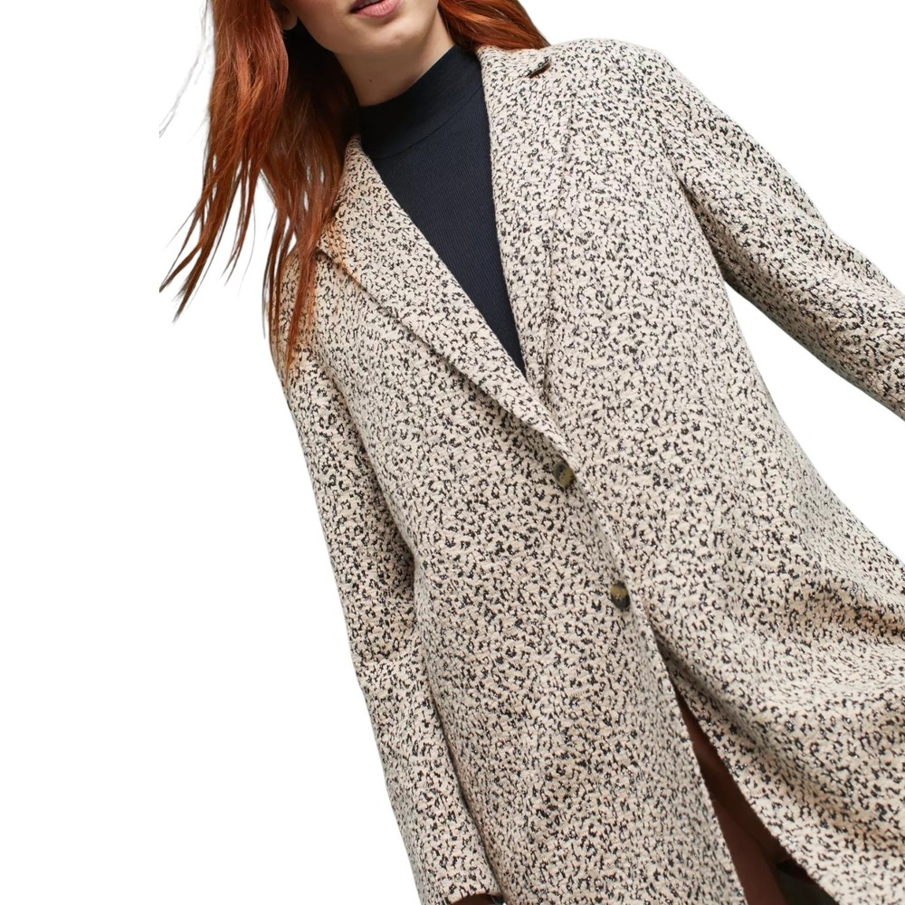 Anthropologie Cartonnier Rowan Leopard Knit Peacoat Size XS Metallic Long Blazer